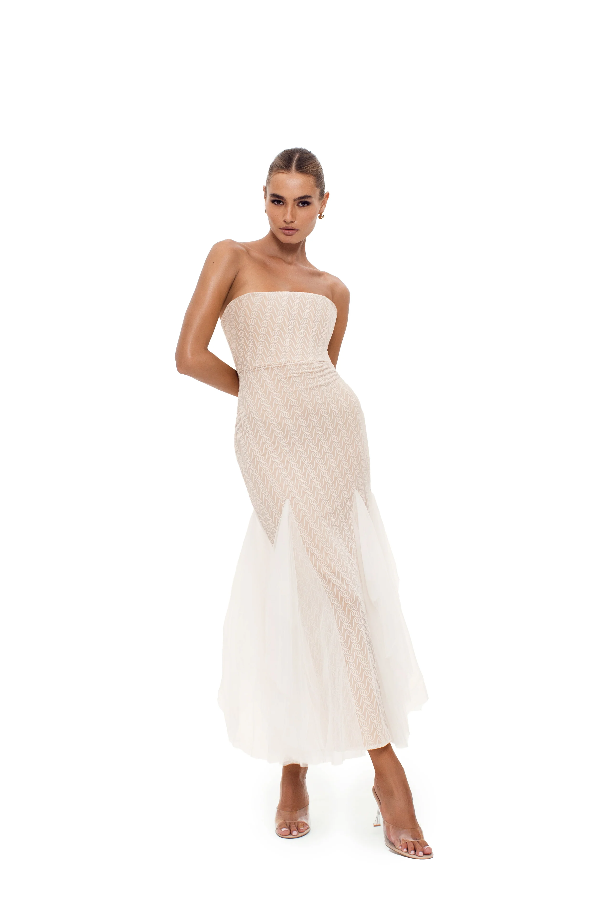 Alizee Strapless Dress White - Image 3