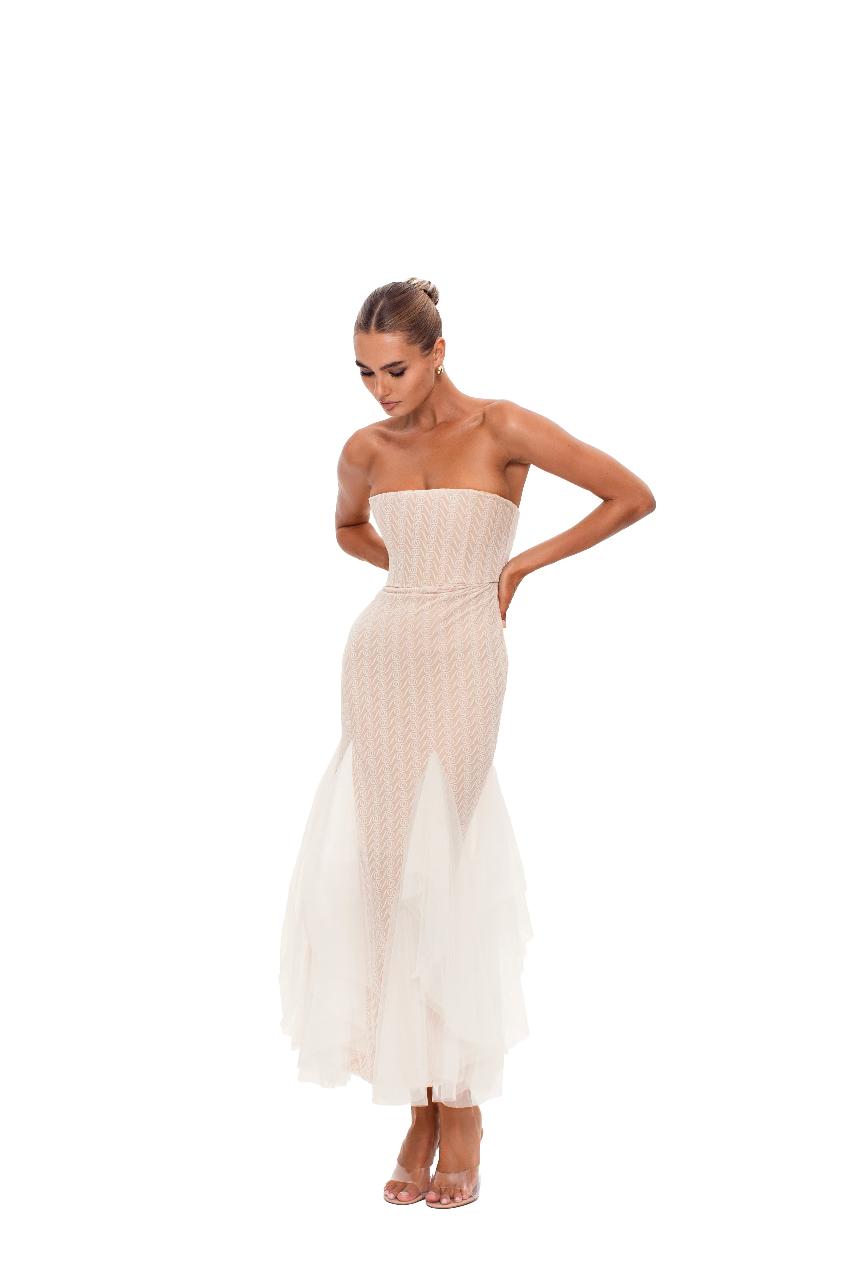 Alizee Strapless Dress White - Image 5