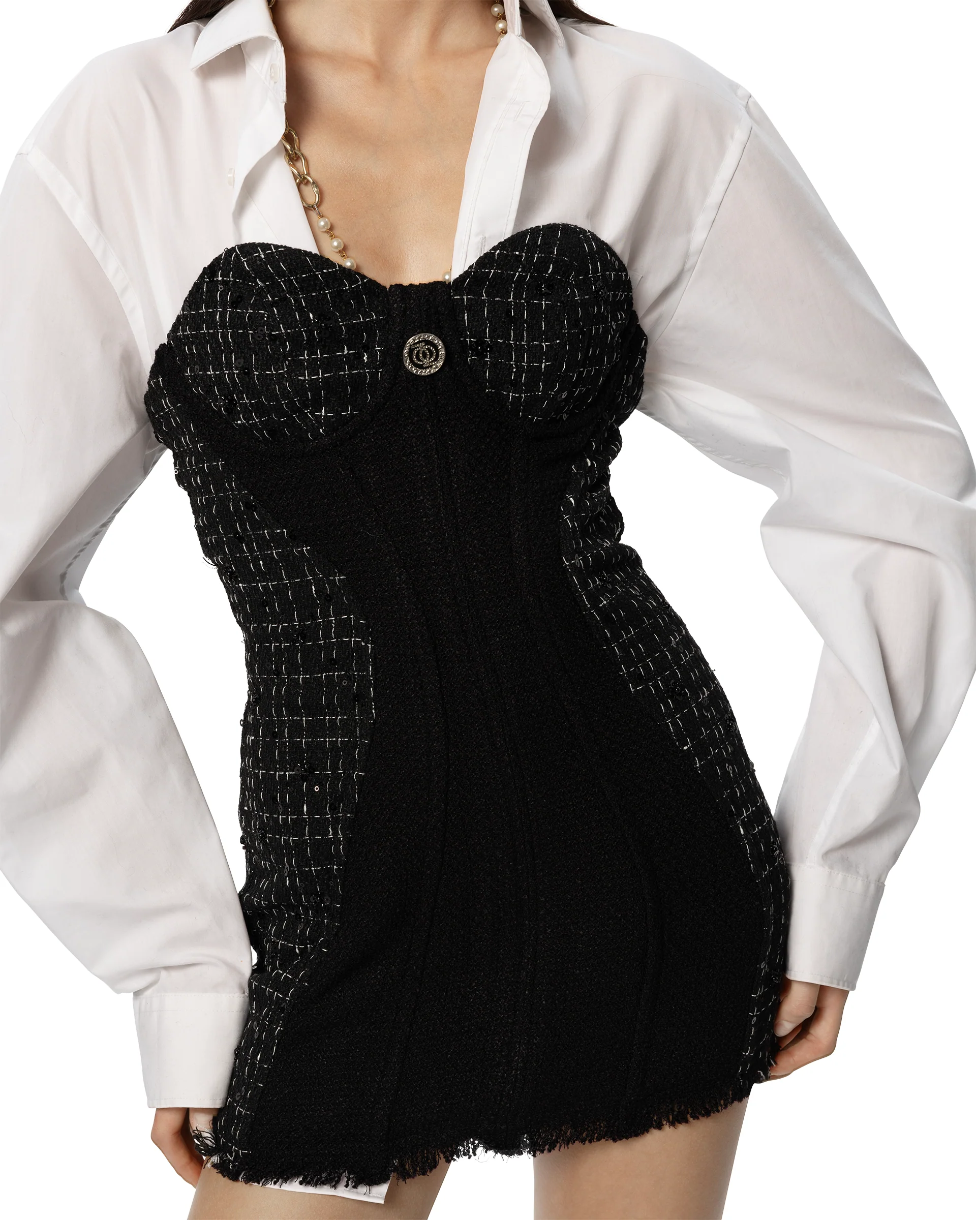 Out Of Office Tweed Dress Black - Image 6