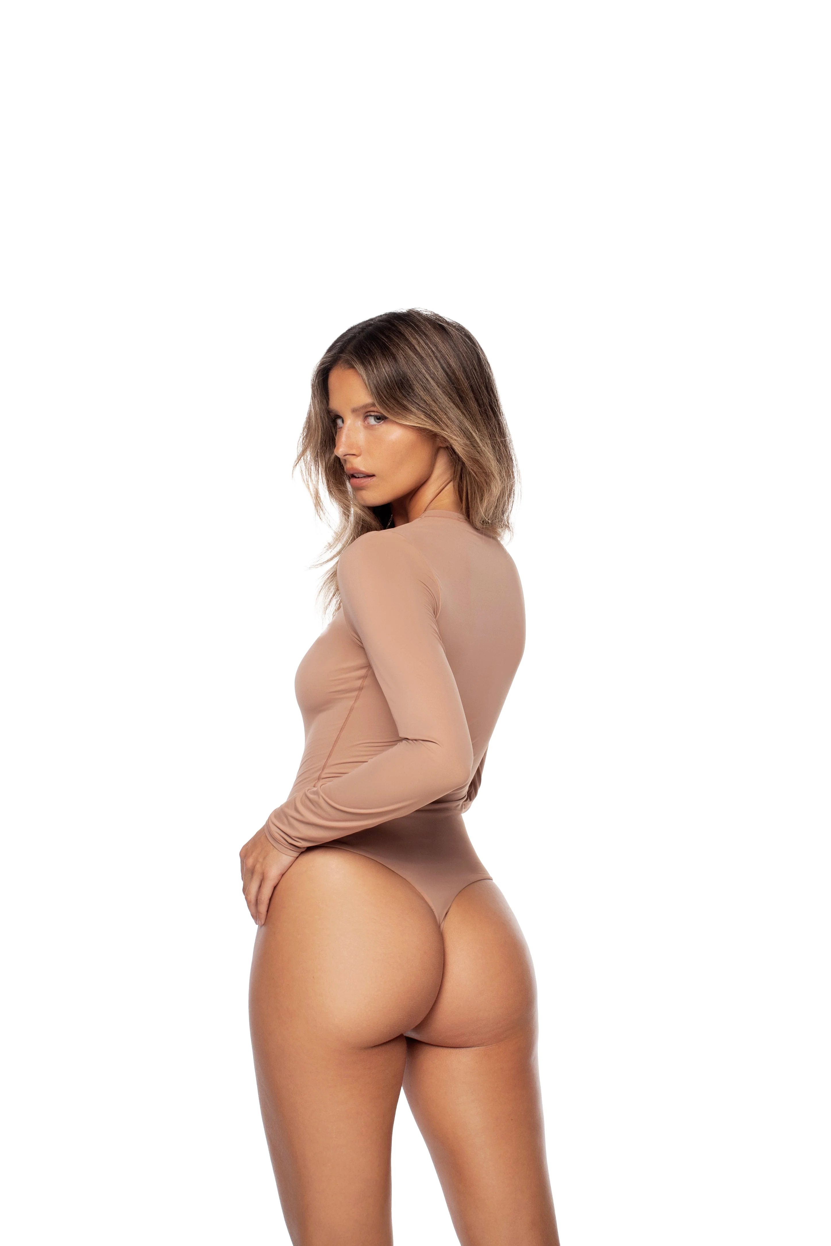 Second Skin Long Sleeve Crew-Neck Bodysuit Nude - Image 4